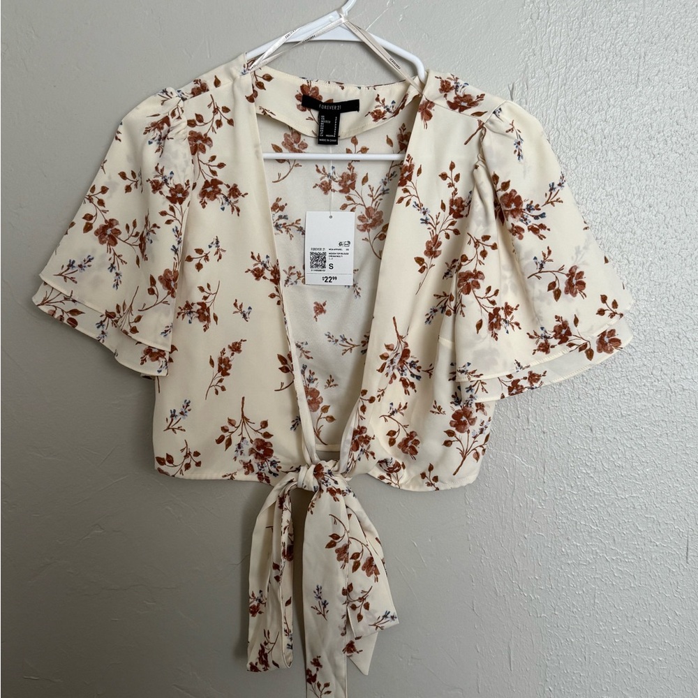 Floral Tie Front Top